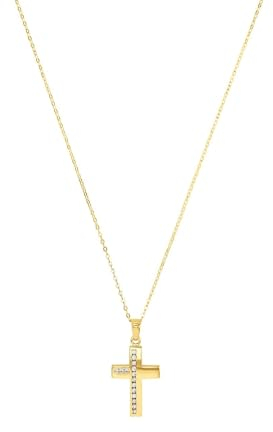 Amor Kette mit Anhänger Damen Halsschmuck, mit Zirkonia synth., 45 cm, Gold, Kreuz, Kommt in Schmuck Geschenk Box, 2014242