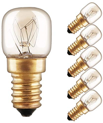 NCC-Licht 5 x Backofenlampe Glühbirne 25W E14 klar Glühlampe T22 Röhre 300° Doppelwendel