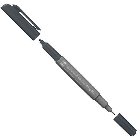 Marabu 01470003179 - Permanent Marker Graphix in Graphit, mit Doppelspitze 1-2 mm und 0,5 mm, brillante Farben, schnelltrocknende, alkoholbasierte Tinte, geruchsarm und wasserfest