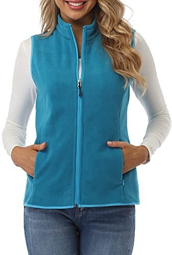 fuinloth Gilet in pile da donna,Termico Senza Maniche Elegante Collare Eretto con Zip e Tasca