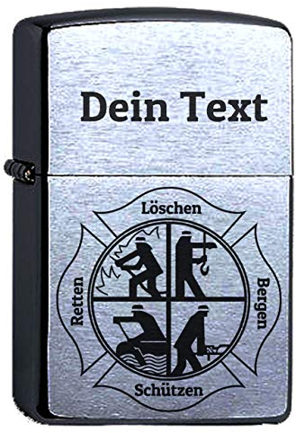 Löschen Bergen Retten Schützen Feuerwehr mit Gravur comp. w/Zippo Dein Name personalisiert, Symbol freiwillige oder Berufsfeuerwehr Personalisieren