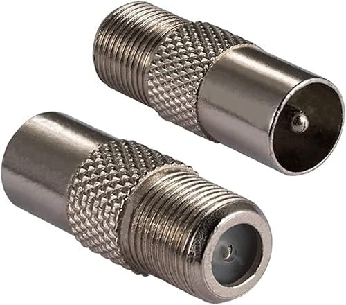 CABLEPELADO Adaptador de Antena Hembra a Macho | Adaptador de Tipo F Hembra a TV coaxial Macho | Conector satélite Antena Macho Hembra | Apto para TV Ariel BK LED 4K 3D UHD TV | Recto
