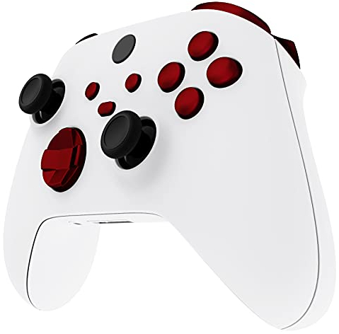 eXtremeRate Botones sin Letras para Xbox Series X/S Mando - Kit Completo de Bumpers, Gatillos, Botón de D-Pad, ABXY - Teclas Repuestos para Xbox Core Controller (Rojo Escarlata)