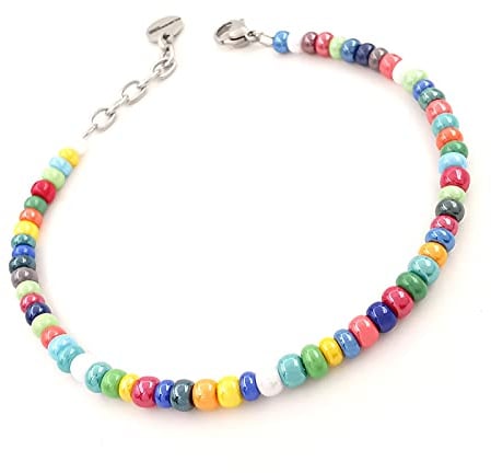 ALMENDRA Bracciale da uomo perle braccialetto colorato moda regolabile perline palline ragazzo