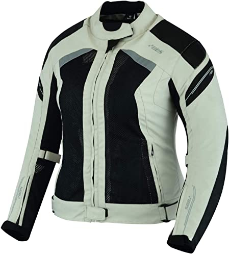 BOSmoto Biker Motorrad Protektoren Jacke Damen Motorradjacke Roller Neu (2XL, Jacke) 15-09-8789-GRAY