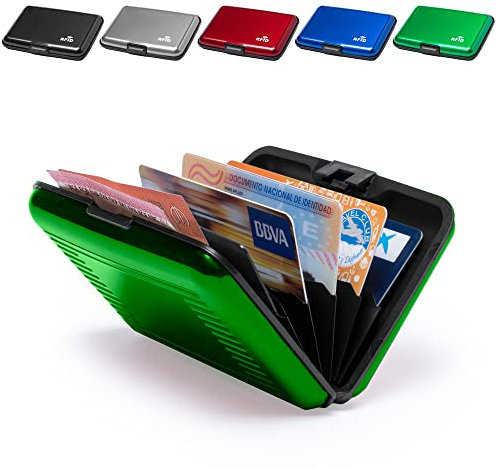 ANTEVIA - Porte Carte bancaire Rigide Anti piratage RFID en Aluminium | Plus DE 20 MODÈLES | Fidélité Crédit Homme Femme | Couleur: Vert (Rainol Vert)