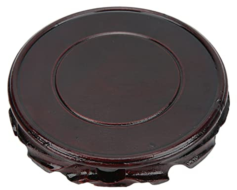 Oriental Furniture Wooden Display Stand Base Lotus Pedestal Vase Base Table Lamp Teapot Base Home Decoration(Inner diameter 12 height 2.5 cm)