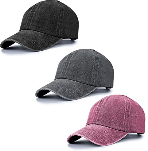 Criss Cross Pferdeschwanz Baseballkappe für Frauen, Baseball Cap Hoher Pferdeschwanz Hut für Frauen, Einstellbar, Schwarz+Grau+Burgunderrot