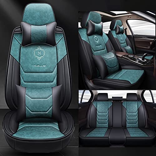 NOBQUA Sitzbezüge Auto Autositzbezüge Universal Set für Opel Zafira Grandland X Opel GT Cascada Corsa Corsa e Meriva Vectra Insignia Auto Zubehör, Teal Deluxe