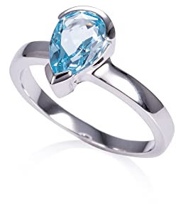 namana Ring aus 925er Sterling Silber mit blauem Topas für Damen, Ring aus Sterling Silber mit einem natürlichen blauen Topas-Edelstein, Silberringe mit birnenförmigen blauen Topas-Edelsteinen
