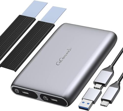 GiGimundo Case SSD M.2 NVMe SATA Dual Bay, alloggiamento in alluminio USB-C M.2 per SSD NVMe (M Key PCIe) da 10 Gbps e M.2 SATA SSD (B Key/B+M Key) da 6 Gbps fino a 2 x 4 TB, senza attrezzi (HBM2-2SN)