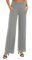 EXCHIC Damen Leichtgewicht Elastisch Hohe Taille Hose Casual Weite Bein Dehnbar Lounge Hosen mit Taschen (XL, Hellgrau)