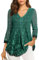 Gaharu Damenoberteile Leger 3/4 ärmel Longshirt Damen Große Größen Langarm Damenkleidung Frühling Loose fit Festliche Tunika Leicht Bluse A-Form Damen Party Abendblusen Blumen Grün