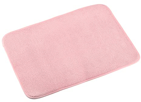 sourcing map Tapis d'égouttoir à vaisselle, 50 x 38 cm, en microfibre ultra absorbant, doux, lavable et à séchage rapide, pour comptoir, rose et rouge