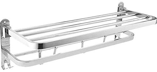 Porte-Serviettes,Porte-Serviettes en Acier Inoxydable,Porte-Serviettes Pliant,Étagère À Serviette Double,Organisateur D'étagère De Douche Murale,pour Salle De Bains Hôtel Cuisine-60Cm/60Cm (80cm)