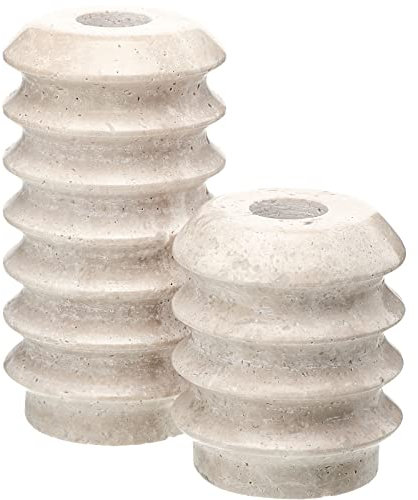Didaey 2 Stück Marmor-Kerzenhalter, natürlicher Travertin, moderner Kerzenhalter, zwei Größen, Kerzenständer für Zuhause, Steindekoration, kegelförmig, 1.9 cm, Weiß, traditioneller Urlaub