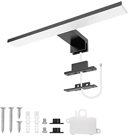 Aourow LED Spiegelleuchte Bad 5W,300mm 500lm Spiegellampe Badezimmer,Neutralweiß 4000K Badlampe Spiegel 230V Spiegelschrank Beleuchtung KLASSE II(Schwarz)