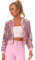 Allegra K Damen Bomberjacke Langarm Glitzer Pailletten Party Jacke Rosa XL