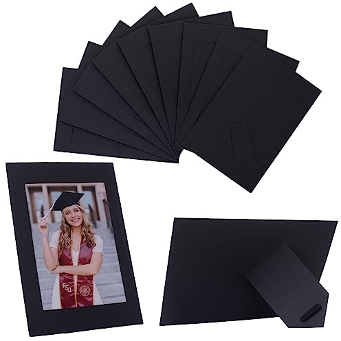 Meonua 4 x 6 Paper Picture Frames,Cardboard Photo Frame with Easel,Standing Paper Frames Bulk for DIY,Crafting,Classroom,Wedding,Graduation(50Count,Black)