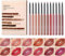 Pakivs 12 Colors Matte Lip Liner Pen Set,Long Lasting Fade Resistant Lip Pencil,Waterproof Red Nude Velvet Lipstick Pen High Pigmented Lip Liner for Women
