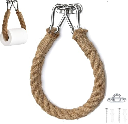 Klopapierrollenhalter Vintage, Handtuchhalter, Toilettenpapierhalter, Klopapierhalter, Klopapierrollenhalter, Industrie Jute Seil für Badezimmer, Küche, WC, Dekoration, Deko WC