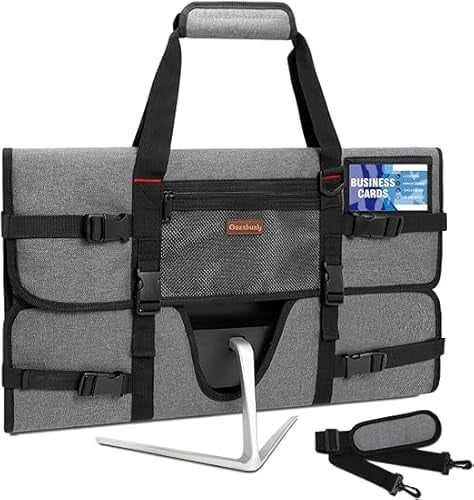 Funda para monitor compatible con pantallas LCD de 24 pulgadas, funda para monitor con correa y soporte para tarjetas de visita, funda protectora para monitor Apple para iMac de 24 pulgadas (27-gris)