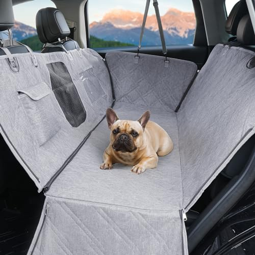 Hundedecke Auto rückbank, Hundematte auto mit PVC-Fenster und Aufbewahrungstasche, 900D langlebige, kratzfeste, rutschfeste auto hundedecke rücksitz mit Universalgröße, passend für Autos/LKWs/SUV