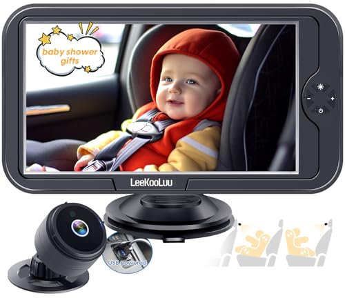 LeeKooLuu Cámara de coche para bebé USB: Plug and Play 3 minutos fácil de instalar, visión nocturna de cristal, HD 1080P, monitor de bebé con cámara de rotación de 360°, cámara de asiento trasero,