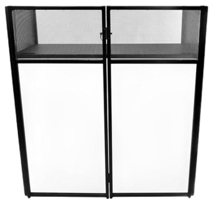 SUCRFXJ Tragbare DJ-Fassaden-Tischstation, DJ-Disco-Stand-Mixer-Regal, Faltbare DJ-Event-Kabine-Fassade mit weißem und schwarzem Gitterstoff, gepolsterte Tragetasche, Flache (40 * 40 * 20 Zoll)