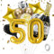 VIKY® Deko 50 Geburtstag Männer Frau,50 Geburtstag Deko Schwarz Gold,Geburtstagsdeko 50. Geburtstag Frauen Deko Ballons,50er Geburtstag Mann Deko Set mit Folienballon Zahl 50 und Konfetti Luftballon