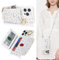 Lipvina Hülle für iPhone 15 Pro Hülle mit Band Kartenhalter handyhülle Hülle für iPhone 15 Pro mit Reißverschluss Band Ring Ständer Case für Frauen - Weiße Leoparden