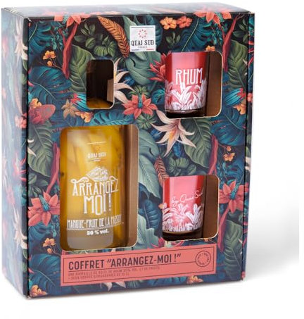 Coffret rhum arrangez-moi avec 2 verres (Mangue Fruit de la Passion)