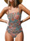 CUPSHE Women Swimsuit One Piece Square Neck Cutout Back Swimming Costume Tummy Control with Adjustable Spaghetti Straps Bathing Suit Swimwear Pine Green/Red M