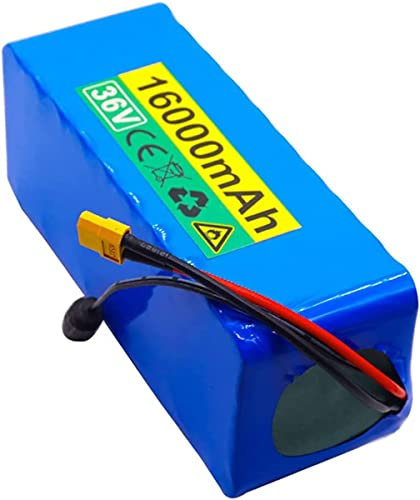 Batterie De Vélo Électrique 36V 16Ah, 10S6P Batterie Lithium-ION Remplaçable, Batterie Haute Puissance Pour Scooter Électrique 350W 500W 750W 1000W Avec Chargeur 36V 16AH,XT60 plug