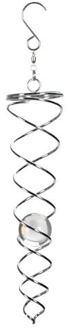 Metall Windspirale Twister Silber - 20 cm - Deko Windspiel mit Glas Kugel - Sonnenfänger Lichtspiel für Garten Balkon Fenster