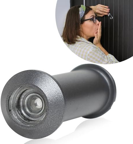 Polished Chrome Peepholes, Wide Angle Door Spy Hole, Heavy Duty Peep Holes for Doors, Door Viewers Anti-Theft, Front Door Viewer with Privacy Cover for 35mm to 60mm Thick Doors (Black)