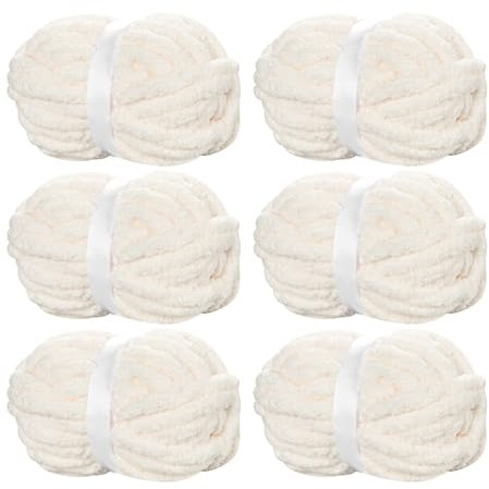 BSRHOME Filato di ciniglia grossa per lavori a maglia, soffice filato jumbo con ago circolare e uncinetto, filato grande super voluminoso per coperte spesse, filato grande per lavori a maglia con