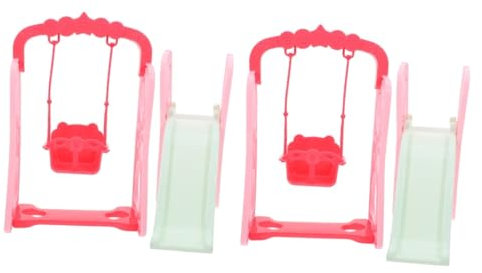 Vaguelly Set Di 2 Mini Altalena E Scivolo Per Casa Delle Bambole Decorazioni Realistiche Per Giocattoli Accessori Per Bambini 16cm Altalena Scivolo Giocattolo Da Giardino Per Bambini Abs Multi Color