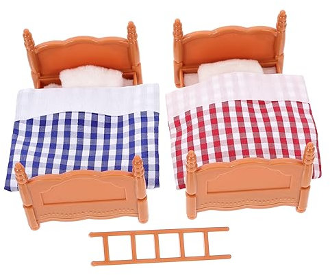 CIYODO Miniatur Etagenbett Puppenhausmöbel Schlafzimmer Mini-möbelmodelle Miniaturmöbel Bett Ornament Puppenhausdekor Mini-Haus