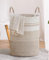 SaiXuan Panier à Linge Sale Tissé en Coton, 50L Panier en Corde de Coton Bicolore avec Poignées - Grand Panier de Rangement, pour Chambre, Salle de Bain, Jouets et Stockage, Durable, 37x47cm