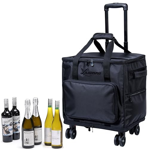 Lazenne Wein-Reisetasche - Weintasche für 12 Flaschen - Für professionellen & privaten Gebrauch - 3-in-1: Weintasche, Rollkoffer & isolierte Kühltasche mit herausnehmbaren Trennwänden