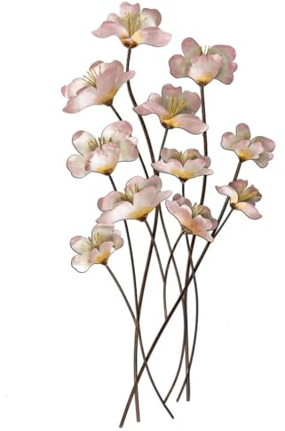 formano Wand-Zweig 3D Blume 90cm - Handbemaltes Metall Wandbild Wanddekoration perlmuttfarbene Blumen Deko für Wohnzimmer Schlafzimmer Flur Wandbehang zum hängen Wandblume