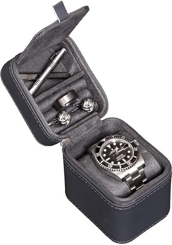 ROTHWELL Custodia da viaggio per orologio singolo con coperchio per accessori (carbonio)