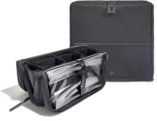 STORICANS Makeup Brush Organiser Bag, Stand-up Makeup Brushes Bag Large Makeup Brush Holder with Adjustable Dividers,Travel Portable Foldable Makeup Brushes Pouch Artist Storage