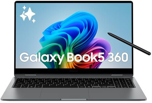 Samsung Galaxy Book5 360 15.6, Copilot+PC, Ordinateur Portable avec IA, Processeur Intel Core Ultra 7, Mémoire 16Go RAM, Stockage 512Go, Clavier AZERTY FR, Anthracite