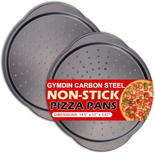 Gymdin 13 Round Pizza Pan for Oven, 2 Pack