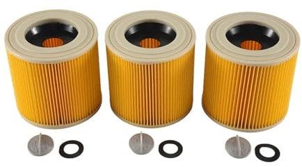 Filtre à Cartouche 3 pièces, Compatible avec Karcher Les aspirateurs WD3 WD2 WD3 WD1 MV3 MV2 WD, kit d'extension Contre Les Accessoires de Filtre, Filtre Vertical
