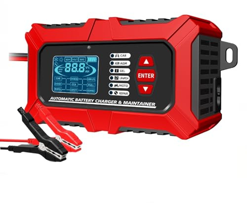 Intelligentes 3-in-1-Autobatterieladegerät, Tester und -wartungsgerät 12 V 6 A – Impuls-Regenerationsgerät für Elektroautos, Motorräder, Rasenmäher,Boote,LiFePO4,AGM,Gel,Blei-Säure-Batterien 2–200 Ah
