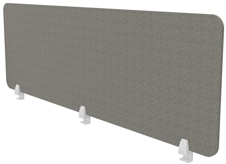 ASSMANN Trennwand Schreibtisch VITECO, 160x56cm, Akustik Sichtschutz | einfache Montage mit Tischklemmen, Schallschutz für Büro, Schule & Homeoffice, aus 75% recyceltem PET-Filz, Sesame-Weiß