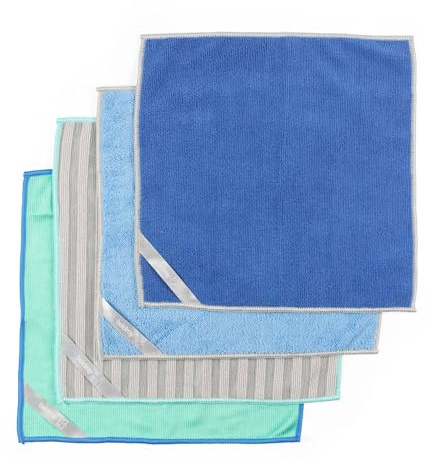Beldray Anti-Bac Mikrofasertücher, 4er-Pack | Antibakteriell, strukturierte flauschig-weiche Tücher, waschbar, wiederverwendbar, streifenfrei für Glas und Spiegel
